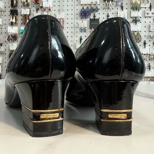 St. John Black Patent Leather Heels with Gold Accents B width